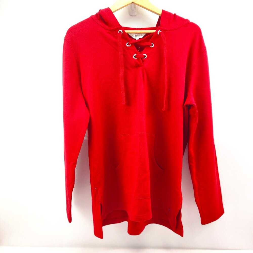 XL Northern Reflections Red Long Sleeve Tee Shirt Hoodie Ties at Neck NEW